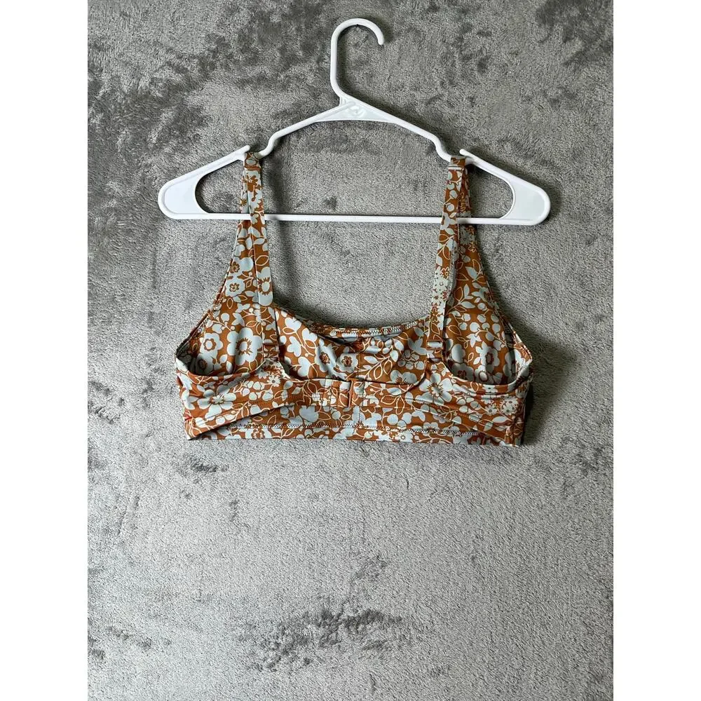 Everlane Square-Neck Bikini Top & High Rise Bottom Floral Swim Set Medium